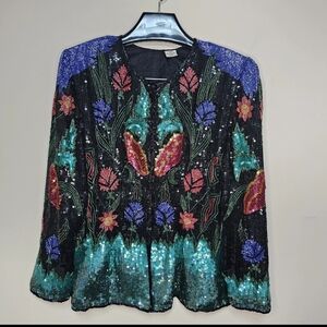 Colorful Sequin Embellished Blazer